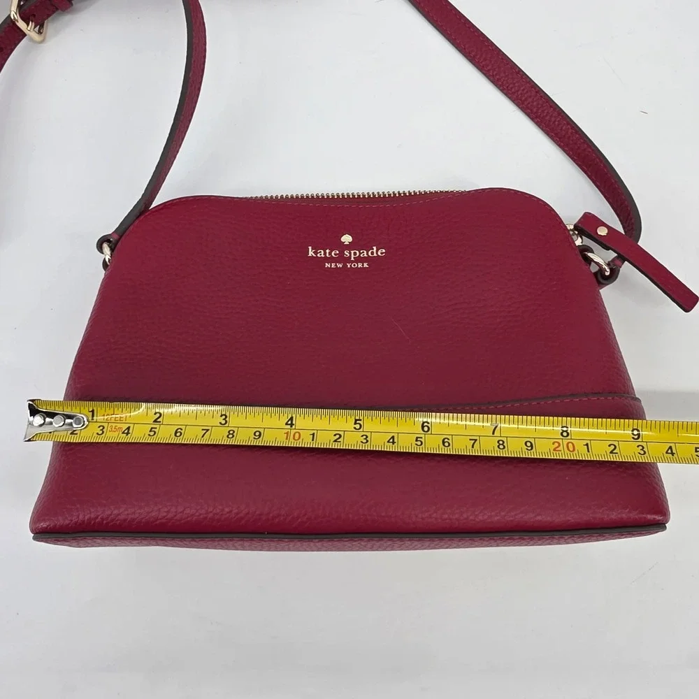 Kate Spade New York Red Pebble Leather Dome Crossbody Bag Gold Hardware